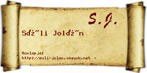 Süli Jolán névjegykártya
