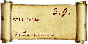 Süli Jolán névjegykártya